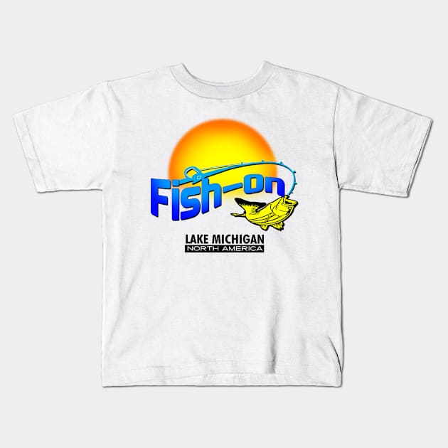 Fish On Lake Michigan Kids T-Shirt by dejava